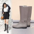 Korean Style New Rain Boots Women's Stylish Rubber Shoes High Waterproof Rain Boots Long Tube Rubber Boots Waterproof Shoes Non-Slip Shoe Cover. 