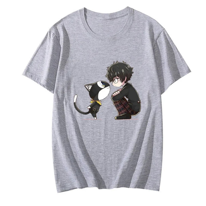 Persona%205%20Morgana%20Mysterious%20Black%20Cat%20T-shirts%20MEN%20Amamiya%20Ren%20Tshirts%20100%25%20Cotton%20High%20Quality%20T%20Shirts%20Comfortable%20Casual%20Top%20-%20Image%206