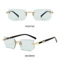 Retro UV400 Protection Rimless Rectangle Sunglasses Y2K Shades Frameless Sun Glasses for Women & Men.