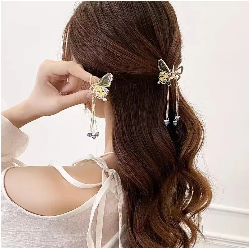 Vintage%20Fairy%20Exquisite%20Women%20Hair%20Clip%20Girls%20Hair%20Accessories%20Ponytail%20Holder%20Crystal%20Butterfly%20Tassel%20Claw%20-%20Image%202