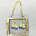 Gold Hanging Floating Picture Frames Square Brass Double Sided Glass Frame for Pressed 60x60mm. 