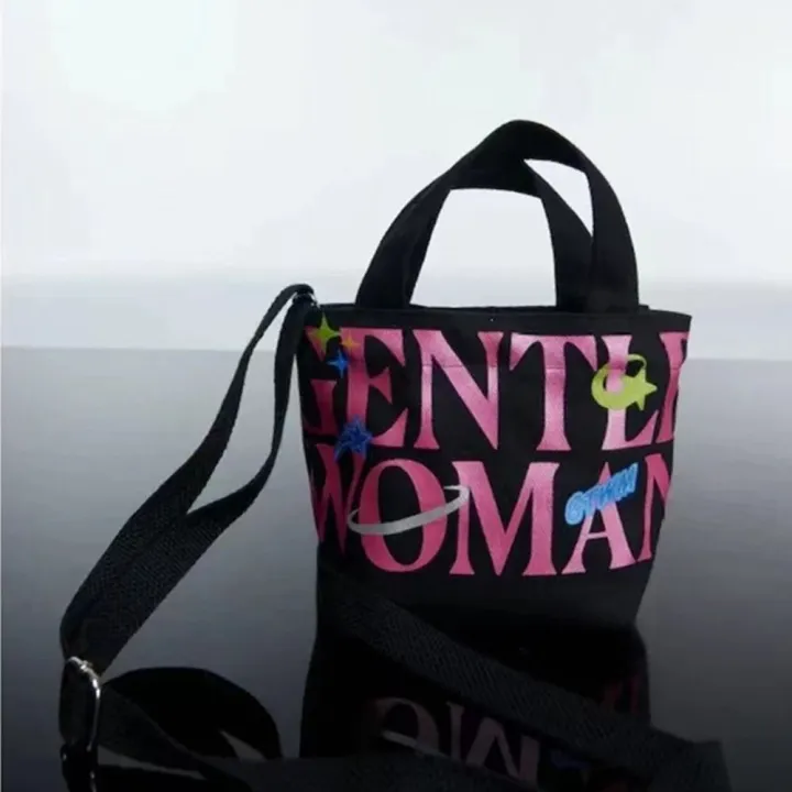 gentle woman tote bag gentlewoman official store gentlewoman thailand Casual Cute Portable Girls Letter Gentlewoman Thai Printing Handbag Canvas Bag Mini Tote Bag Crossbody Bag Single Shoulder Bag