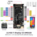 Lily Go T-display-S3 AMOLED ESP 32-S3 1.91 inch AMOLED development board. 