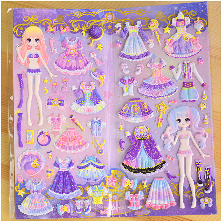 Cartoon%20Children%20GIRL'S%203D%20Bubble%20Sticker%20Princess%20Replaceable%20Sticker%20High%20Quality%20Sponge%20Doll%20-%20Image%205