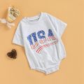 Emmababy-Toddler Baby Boys Casual Romper, Stripe Star Letter Printed Short Sleeve Round Neck Triangle Bodysuit. 