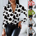 Casual Shirt Slim Fit Milk Cow Printing Casual Office Shirt Top.