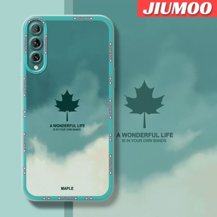 JIUMOO Case For Huawei Y9s Case Colorful Maple Leaves Thin Shockproof Square Edge Silicone Casing Full Lens Cover Camera Protect Cases Softcase