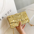 Shoulder bag, Chaoshang Ice Crack, Personality Gold Box Bag, 2022 Korean Edition, ins Internet celebrity girl, foreign hand-held oblique. 