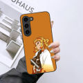 【Healer DingD】 Demon Slayer Kyojuro Rengoku Phone Case for Samsung Galaxy S23 S22 S21 S20 S10 S9 Plus FE Ultra Lite Black Phone Cover Funda.