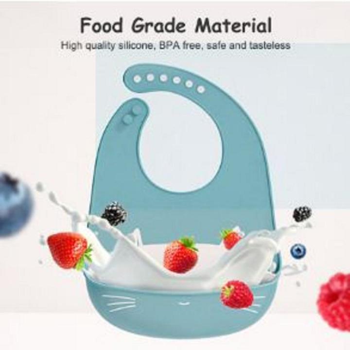 HelloKimi Baby Bibs Silicone Waterproof Feeding Bib Foldable Anti-dirty Bib Children Eating Meal Bib Infant Self Feeding Silicon Bib Toddler Boys Girls Adjustable Bibs