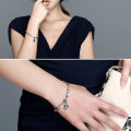 Bracelet For Women Silver Heart Shape Blue Stone Chain Bracelet Trendy Wedding Gift Fine Jewelry For Girls - Bracelet For Women.
