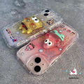Spongebob Patrick Star 3D Steric Doll Stand Case Compatible For Redmi 12 A1 9A 9T 12C 10 10C 9 10A A2 9C NFC Note 12 10 10s 8 9 11 11s Pro Max Poco M3 Mi 11 12 Lite 3D Wavy Curved Edge Couples Cover.