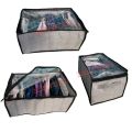 3 Pcs Pack 7 Grids Large) New Cloth Storage Box With Transparent Cover Premium Quality Dustproof Cloth Organizer Box With Zipper.