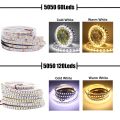 5M RGB LED Strip Light 12V 5050 5054 Flexible LED Ribbon Tape 60/120 Led Rope Light Waterproof Stripe Light Diode Tape for Decor-5050 120Leds-Cold White-IP21 Non -. 