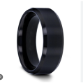 Anti-Allergy Smooth Simple Design 8mm Titanium Steel Black Finger Ring Mens Rings.