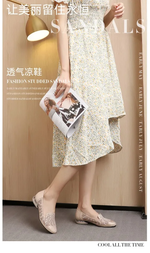 Closed Toe Rhinestone Sandals Women's Flat Shoes 2024 Summer