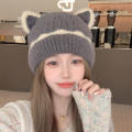 Plush Women'S Beanie Stylish Faux Warm Knitted Hat Wool Cap for Fall Winter Outdoor K-Pop Fans Women'S Fashion.