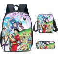 3PC-SET One Piece Luffy Schoolbag Recharged Backpack Student One Piece Backpack Boys Girls Anime Cartoon School Bag Mochila.