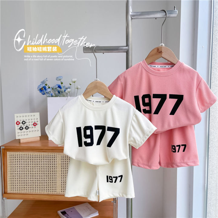 Child Summer Clothing Teen Girls Tshirt Shorts 2pcs Fashion Printed Suit Boys' Babies 2023 New Style Simple Casual Sports Suit