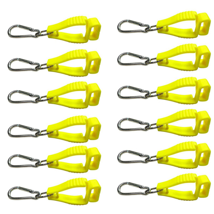 NXFDSIOZ 2X Glove Clips for Work Glove Holders Glove Belt Clip with Metal Carabiners for Construction Worker Guard Labor(Yellow)