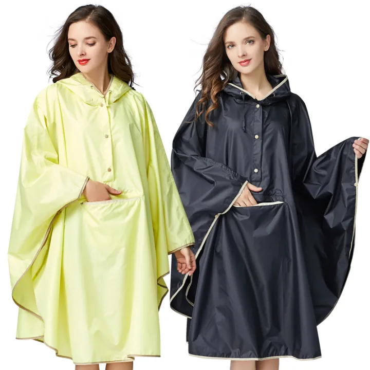 Women's%20Stylish%20Polyester%20Waterproof%20Rain%20Poncho%20Cloak%20Colorful%20Raincoat%20with%20Hood%20Zipper%20and%20Big%20Pocket%20on%20Front.%20-%20Image%202