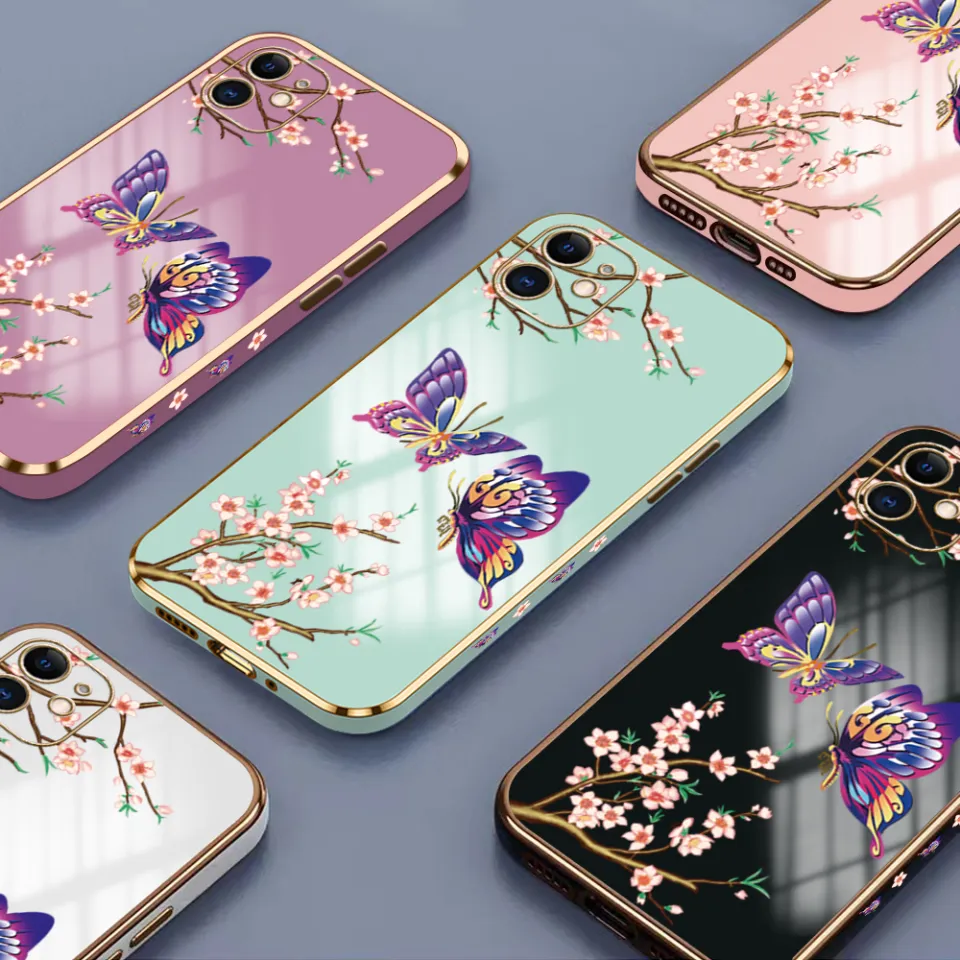 Jizetin (Free Lanyard) for iPhone 12 Mini Back Cover Peach Blossom