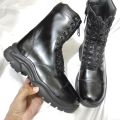Fashion Zipper long Boots black - China light weight zipper boots for man - Black Leather Boots. 