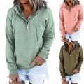 Fashion Women's Pullover Hoodies Tops Casual Solid Colors Button Down Long Sleeve Hooded Pocket Sweatshirts Sudaderas Mujer#35.