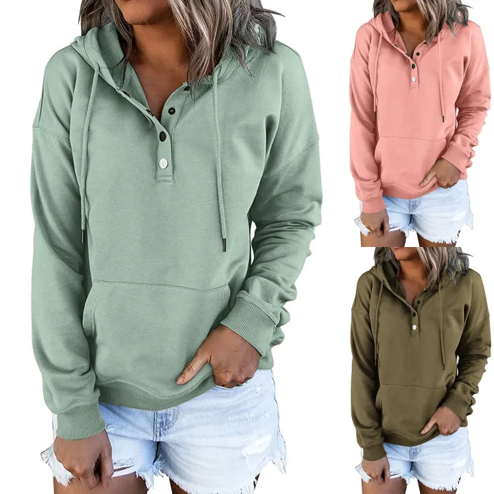 Fashion%20Women's%20Pullover%20Hoodies%20Tops%20Casual%20Solid%20Colors%20Button%20Down%20Long%20Sleeve%20Hooded%20Pocket%20Sweatshirts%20Sudaderas%20Mujer#35%20-%20Image%204