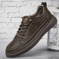 Italian Casual Shoes Men's Lace Up Oxford Shoes Genuine Leather Thick Bottom Outdoor Walking Shoes Black Office Men Dress Shoes KEEMEEUYZO.