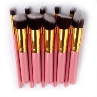 10Pcs Kabuki Makeup Brush Set-pink