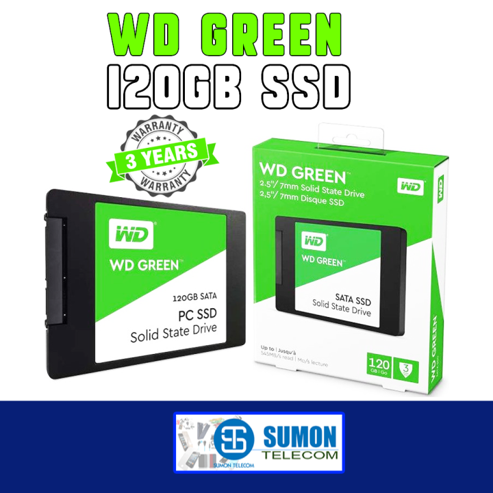 GREEN 120GB SSD 2.5in SATA III Support all Brand Laptop and PC With 3 Years Warranty