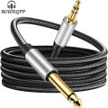 ROWEQPP 3.5mm TRS To 6.5mm TS Cable Mono To Stereo Interconnect Adapter Cable 1.5 Meter Compatible For IPhone PC Home Stereo System. 