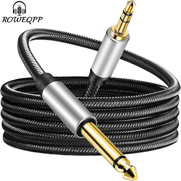 ROWEQPP 3.5mm TRS To 6.5mm TS Cable Mono To Stereo Interconnect Adapter Cable 1.5 Meter Compatible For IPhone PC Home Stereo System