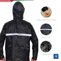 Full Waterproof Reflective Heavy Motorcycle Raincoat Rain suit with Trouser - Black (1 Set) Free Size.