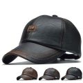 Fashion Men Leather Baseball Cap Hip Hop Casual Adjustable Winter Warm Hat Snapback Hat PU Leather Trucker Caps gorras.