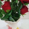 Fantastic Flowers Multicolor Velvet Roses in Guldasta Pot - 14-15 Real Looking Heads, Plastic & Fabric, Includes Vase & 3 Sticks - Home & Restaurant Decoration. 