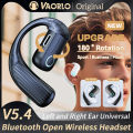Open Wireless Headset Bluetooth 5.4 180° Rotation Adjustable Left Right Ear Universal Earphone Mic Sport Business Music Ear-Hook.