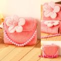 ♬MG -Cute Baby Girl Flower Bead Chain Velvet Handbag Shoulder Bag Party Princess. 