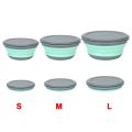 Folding Bowl Bowl Sets Foldable Salad Bowl Tableware Set Folding Lunch Box Portable 3Pcs/Set Silicone with Lid. 