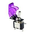 Purple - ASW-07D 12V 20A Illuminated Led Toggle Switch with Flip Up Cover Guard.