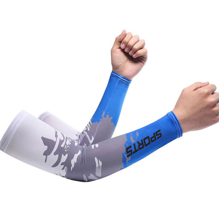 Ice Silk Arm Sleeves Cover Sports Running UV Sun Protection Outdoor Men ...