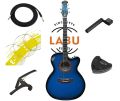 Signature Matt Rosewood Fretboard Acoustic Guitar With Bag,Strap,winder, 1-2-3 luss Extra Strings and 2 Picks and a guitar cable-Blue. 