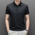 DYXUE Summer Luxury Seamless Design Solid Color Cool Short-sleeved brand Polo Shirt Men's Waffle Lapel Diamond Print Top M-4XL.