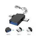 2 in 1 OTG Cable Adapter USB 3.0 Female To Micro USB Male and USB C Male Connector Aluminum Alloy on The Go Converter, OTG cable, OTG adapter, type C otg, micro usb OTG, Otg converter, 2-in-1 OTG Adapter.