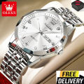 OLEVS  9931 Quartz Watch for Men Solid Stainless Steel Strap Rhombus Design Fashion Wristwatch Men's Waterproof Watch. 