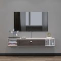 Floating TV Shelves,Wall Mounted Under TV Stand Floating TV Console Entertainment Shelf Wall TV Cabinet for Living Room (140cm, grey white. 