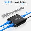LAN Splitter 1 to 2 1000 Mbps Ethernet Splitter LAN Switch 2 Port with Type-C Power Cable Gigabit Switch for Computer, Hub, Swit.