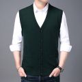 Men Fashion Brand V Neck Knit Korean Vest Outwear Cardigan Men Sleeveless Button Wool Blended High Quality Casual Mens Clothes.