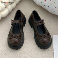 Women Thick Platform Mary Janes Lolita Shoes Party Pumps New Bowknot Buckle Small Leather Shoes Woman Vintage JK Uniform Shoes. 